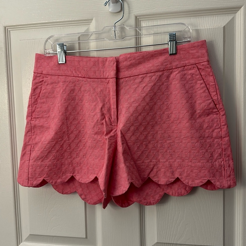Crown & Ivy Coral Pink Scalloped Shelby Preppy Shorts 10